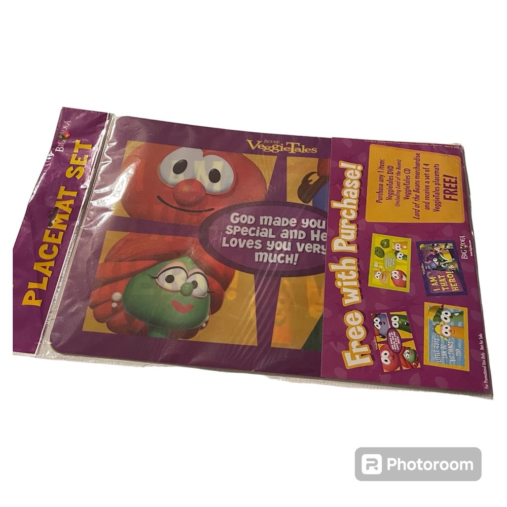 3/$18 VeggieTales Placemats Big Idea Set of 4 Plastic